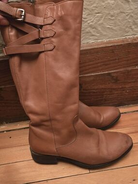 Vintage Leather Riding Boots Brown Equestrian Minimalist Classic 7B
